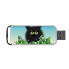 Kitten Black Furry Illustration Portable Usb Flash (one Side) by Sapixe