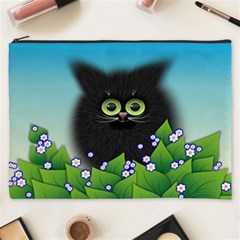 Kitten Black Furry Illustration Cosmetic Bag (xxxl) by Sapixe