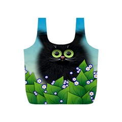 Kitten Black Furry Illustration Full Print Recycle Bag (s) by Sapixe