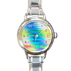 Wave Rainbow Bright Texture Round Italian Charm Watch by Sapixe