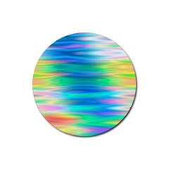 Wave Rainbow Bright Texture Rubber Round Coaster (4 Pack)  by Sapixe