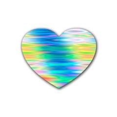 Wave Rainbow Bright Texture Rubber Coaster (heart)  by Sapixe