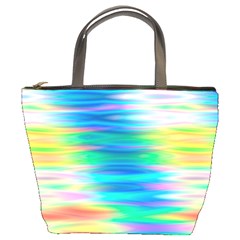 Wave Rainbow Bright Texture Bucket Bag by Sapixe