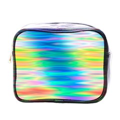 Wave Rainbow Bright Texture Mini Toiletries Bag (one Side)