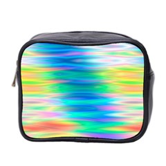 Wave Rainbow Bright Texture Mini Toiletries Bag (two Sides) by Sapixe