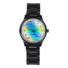 Wave Rainbow Bright Texture Stainless Steel Round Watch by Sapixe