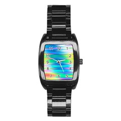 Wave Rainbow Bright Texture Stainless Steel Barrel Watch by Sapixe