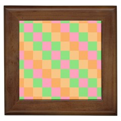 Checkerboard Pastel Squares Framed Tiles by Sapixe