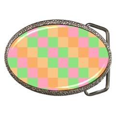 Checkerboard Pastel Squares Belt Buckles by Sapixe