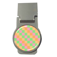 Checkerboard Pastel Squares Money Clips (round)  by Sapixe