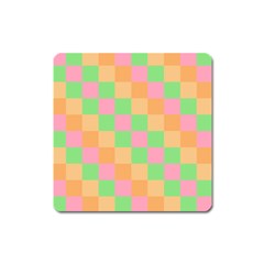 Checkerboard Pastel Squares Square Magnet by Sapixe