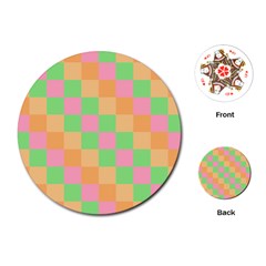 Checkerboard Pastel Squares Playing Cards (round) by Sapixe