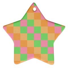 Checkerboard Pastel Squares Star Ornament (two Sides) by Sapixe