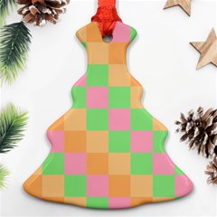 Checkerboard Pastel Squares Christmas Tree Ornament (two Sides) by Sapixe