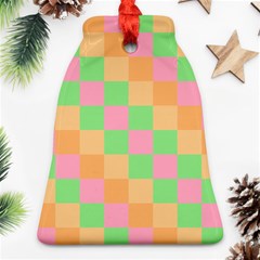 Checkerboard Pastel Squares Bell Ornament (two Sides)