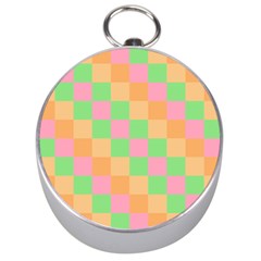 Checkerboard Pastel Squares Silver Compasses by Sapixe