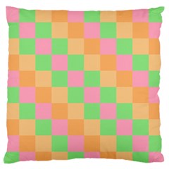 Checkerboard Pastel Squares Large Flano Cushion Case (one Side) by Sapixe