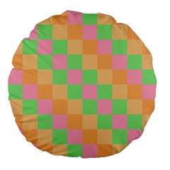 Checkerboard Pastel Squares Large 18  Premium Flano Round Cushions by Sapixe