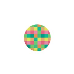 Checkerboard Pastel Squares 1  Mini Buttons by Sapixe