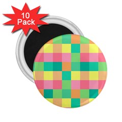 Checkerboard Pastel Squares 2 25  Magnets (10 Pack)  by Sapixe