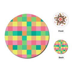 Checkerboard Pastel Squares Playing Cards (round) by Sapixe