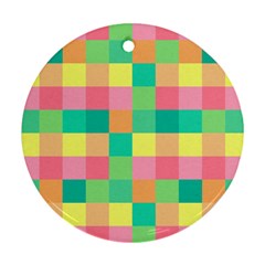 Checkerboard Pastel Squares Round Ornament (two Sides) by Sapixe