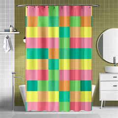 Checkerboard Pastel Squares Shower Curtain 48  X 72  (small)  by Sapixe