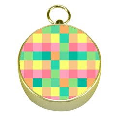 Checkerboard Pastel Squares Gold Compasses by Sapixe