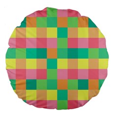 Checkerboard Pastel Squares Large 18  Premium Flano Round Cushions by Sapixe