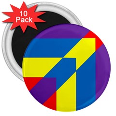 Colorful Red Yellow Blue Purple 3  Magnets (10 Pack)  by Sapixe