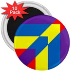 Colorful Red Yellow Blue Purple 3  Magnets (10 pack)  Front