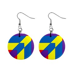 Colorful Red Yellow Blue Purple Mini Button Earrings by Sapixe