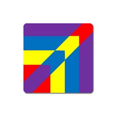 Colorful Red Yellow Blue Purple Square Magnet by Sapixe