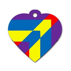 Colorful Red Yellow Blue Purple Dog Tag Heart (two Sides) by Sapixe