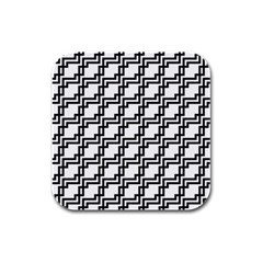 Pattern Monochrome Repeat Rubber Square Coaster (4 Pack)  by Sapixe