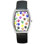 Pawprints Paw Prints Paw Animal Barrel Style Metal Watch Front