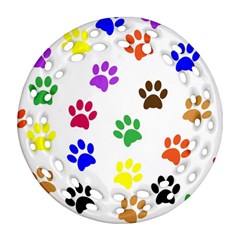 Pawprints Paw Prints Paw Animal Round Filigree Ornament (two Sides) by Sapixe