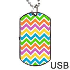 Chevron Pattern Design Texture Dog Tag Usb Flash (one Side) by Sapixe