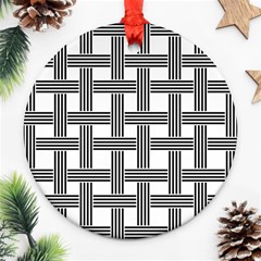 Seamless Stripe Pattern Lines Round Ornament (two Sides)