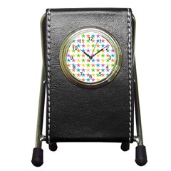 Star Pattern Design Decoration Pen Holder Desk Clock