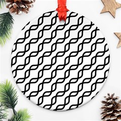 Diagonal Stripe Pattern Round Ornament (two Sides) by Sapixe