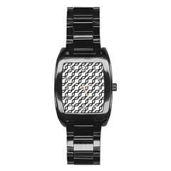 Diagonal Stripe Pattern Stainless Steel Barrel Watch by Sapixe