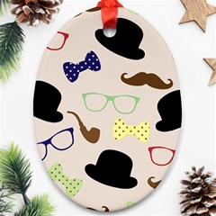 Moustache Hat Bowler Bowler Hat Ornament (oval)