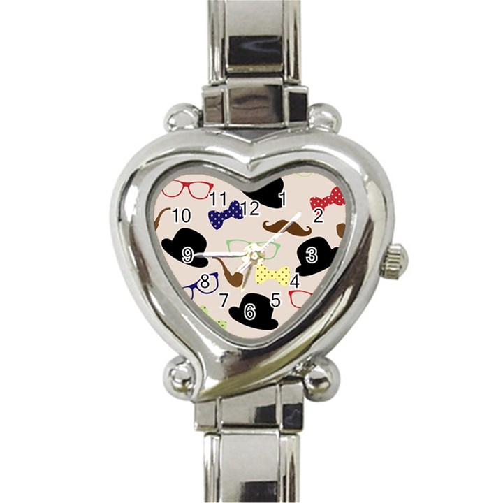 Moustache Hat Bowler Bowler Hat Heart Italian Charm Watch