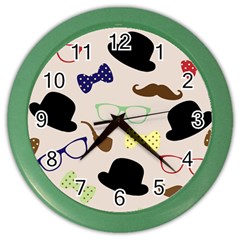 Moustache Hat Bowler Bowler Hat Color Wall Clock by Sapixe