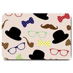 Moustache Hat Bowler Bowler Hat Large Doormat  by Sapixe