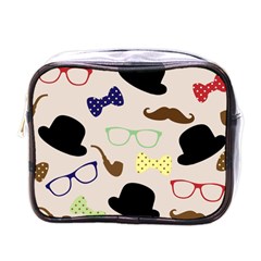 Moustache Hat Bowler Bowler Hat Mini Toiletries Bag (one Side)