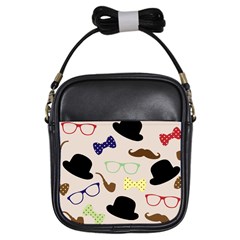 Moustache Hat Bowler Bowler Hat Girls Sling Bag by Sapixe