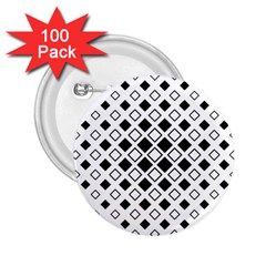 Square Diagonal Pattern Monochrome 2 25  Buttons (100 Pack)  by Sapixe