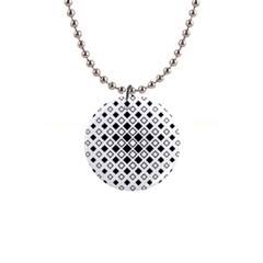 Square Diagonal Pattern Monochrome 1  Button Necklace by Sapixe